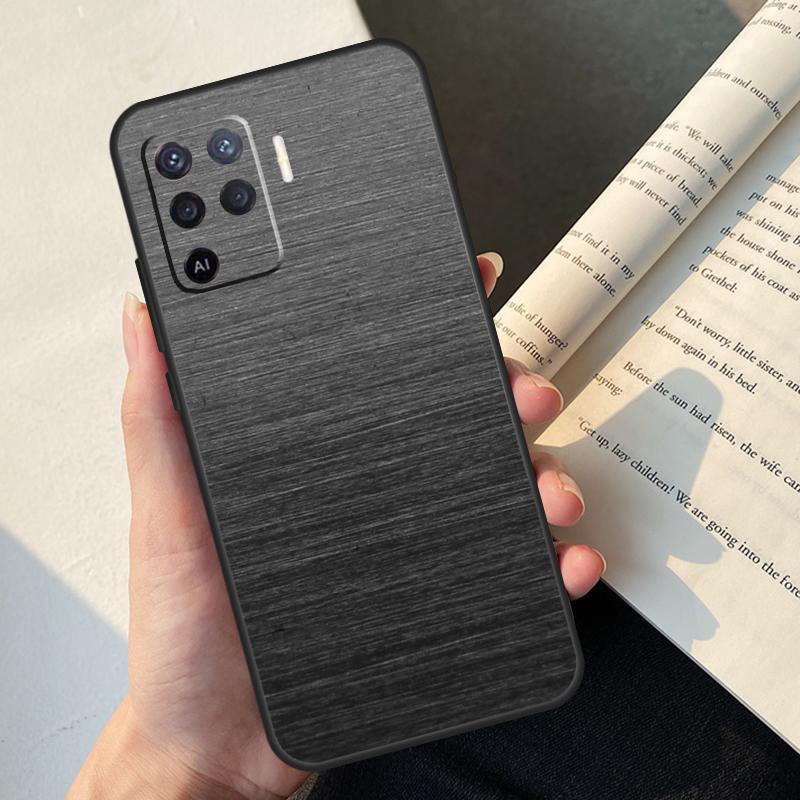 Brushed Metal Texture Steel Print Case For Oppo A80 A60 A40 A78 A38 A18 A98 A58 A96 A76 A16 A94 A74 A54 A15 A17 A57 A77 A5 Pro