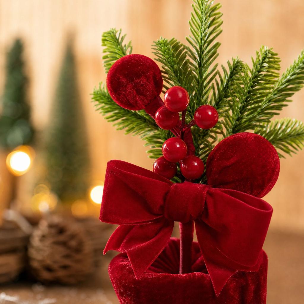 Weinrot Samt Weihnachtskugel im Topf Feiertagsdekoration für Tischmittelstück