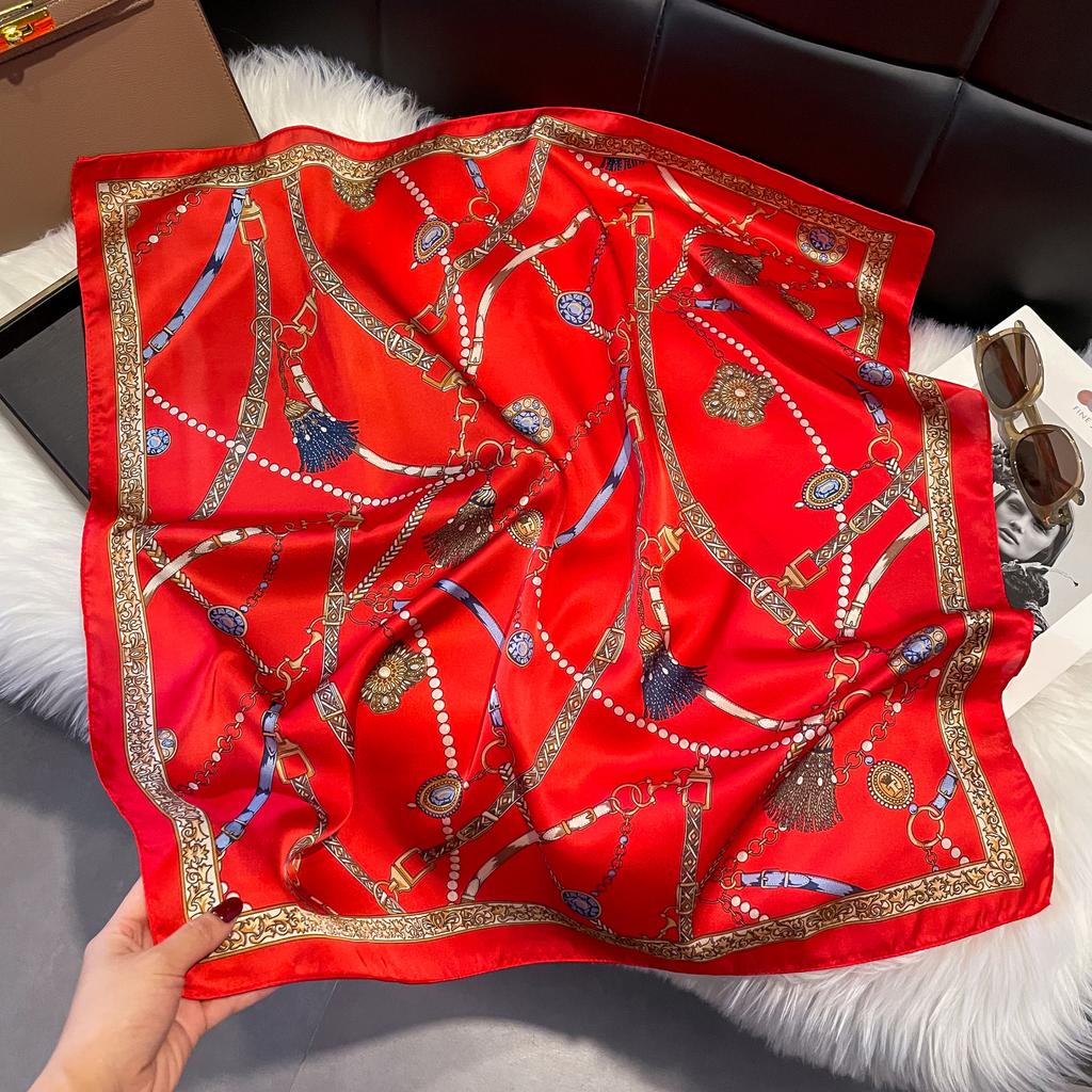 Luxo Moda Estampa 70*70cm Lenço Quadrado De Seda Mulheres Macio Cetim Faixa De Cabelo Lenço De Pescoço Gravata Faixa De Cabeça Feminina Foulard Bolsa Fita