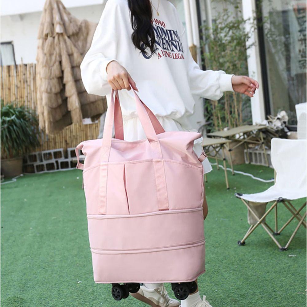 Expandable Rolling Duffle Bag with Wheels Foldable Travel Luggage Bag for Women and Men