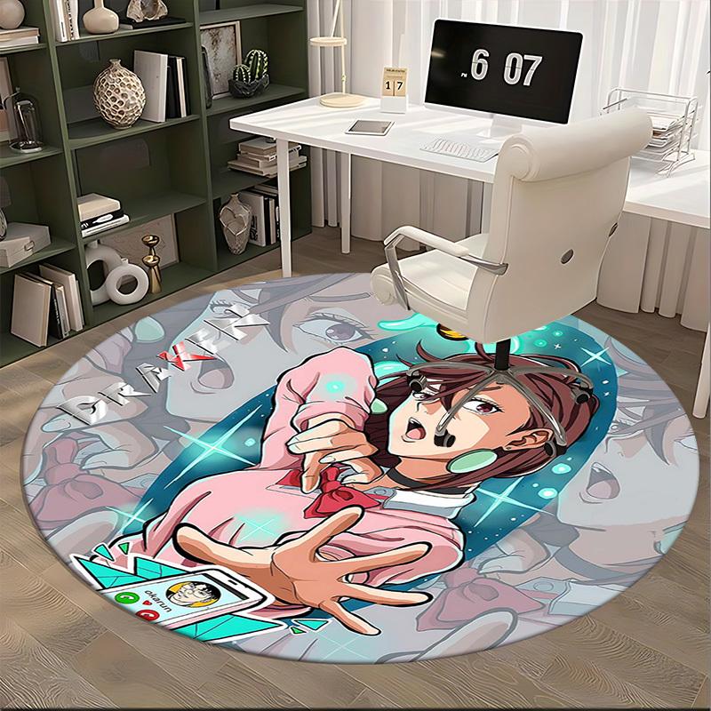 1pc Anime Cartoon Design Okarun Character Round Carpet - Office Chair Mat, Non-Slip Rug for Home Decor, Living Room