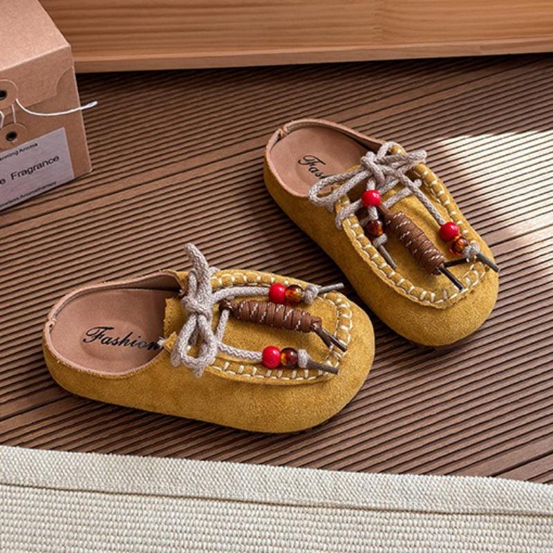 Children Casual Shoes for Girls Autumn New Fashion Korean Style Soft Bottom Anti-slippery Versatile Retro Outside Mules
