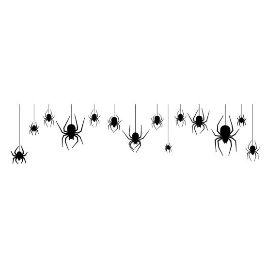 Web Window Sticker Halloween Spider Static Cling, Black Silhouette Glass Wall Sticker, No Residue Self-Adhesive Decorations Spooky Decal, Decor