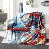 Iron Man In Action With Glowing Repulsors And A Futuristic Background Throw Customizable Blanket Customize Text Warmthful Decor For Sofa Couch Office