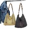 Borsa da Spiaggia Estiva Intrecciata da Donna con Corda a Rete Borse a Mano Lavorate a Maglia Borsa a Spalla Reticolata Vuota da Donna Borsa Shopping da Viaggio Grande Capacità