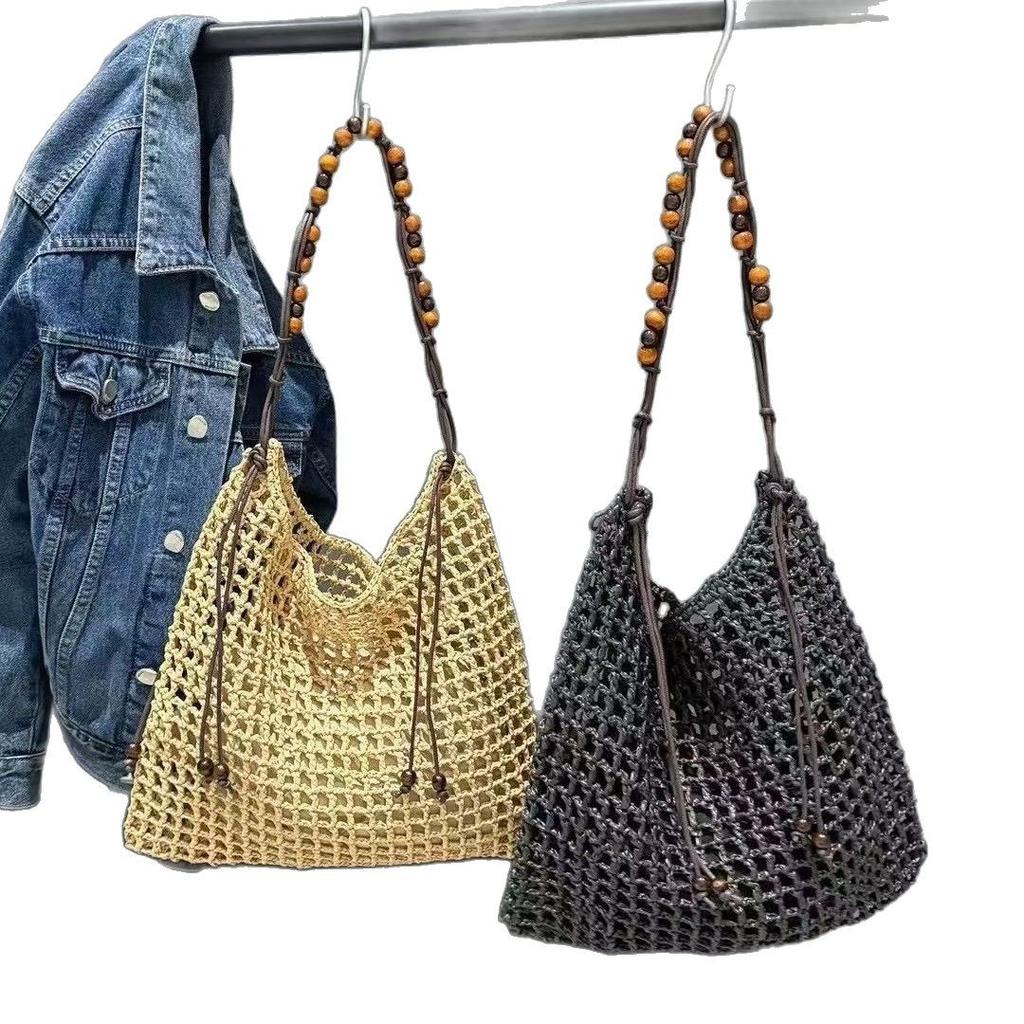Borsa da Spiaggia Estiva Intrecciata da Donna con Corda a Rete Borse a Mano Lavorate a Maglia Borsa a Spalla Reticolata Vuota da Donna Borsa Shopping da Viaggio Grande Capacità