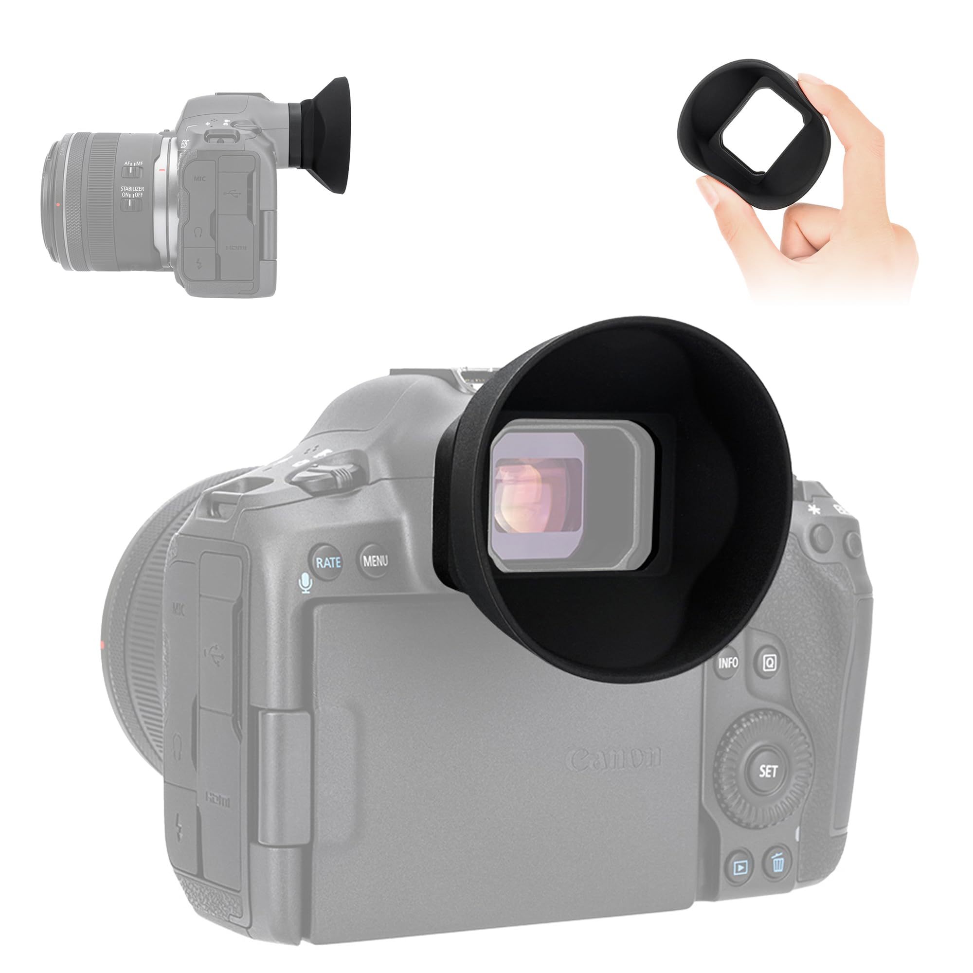 

JJC Large Circular Eyecup for Canon EOS R5 Mark Compatible with Canon EOS R5 Mark II and R5 Mark 2 Blocks Stray Protects Comfortable and Lightweight