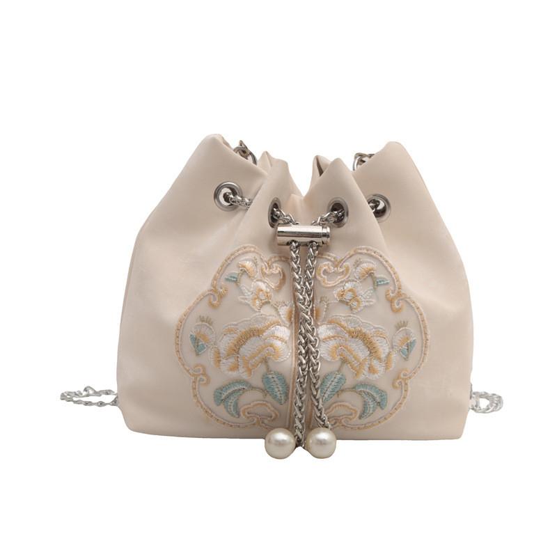 Trendy Black Silver Pink White Pu Bucket Bag For Women With Chic Chain Detail