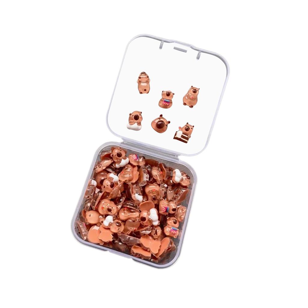 100pcs Mini Capybara Miniatures, Animal Figurines Fairy Garden Home Desk Ornament, Micro Landscape Diy Craft Decoration