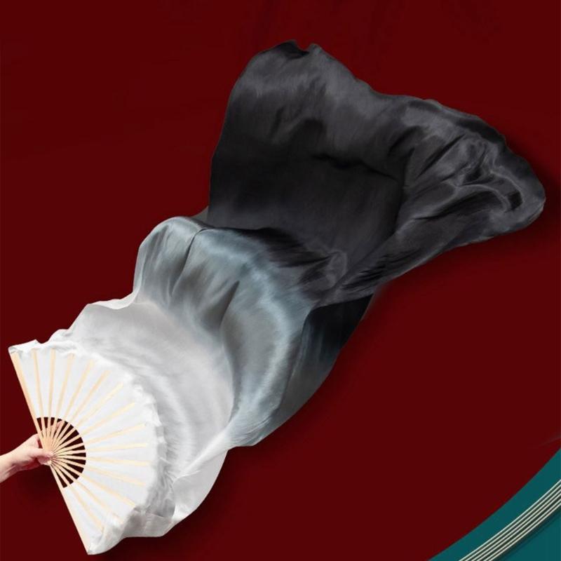 Dyed Silk Fan Dance Long Fan Dance Props for Stage Performances