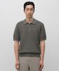 Crocheted Knitted Polo Shirt [Khaki Grey]