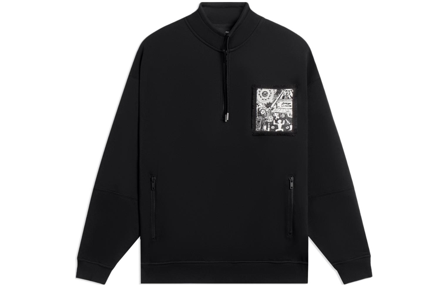 Li Ning Sports Life Collection Sweatshirts Unisex Black Lapel Thickened Other AWDSB53-3 L
