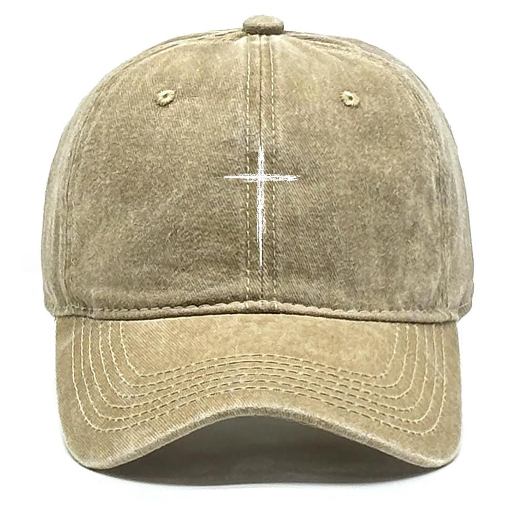 Pure White Cross Print Snapback Baseball Hat, Trucker Hat Leisure Hip Hop Raw Brim Simple Snapback Sun Hat