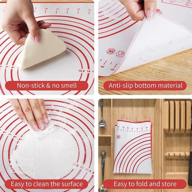 Oversize 80/70/60cm Silicone Baking Mat Pastry Rolling Kneading Pad Kitchen Crepes Pizza Dough Non-stick Pan Pastry Mat