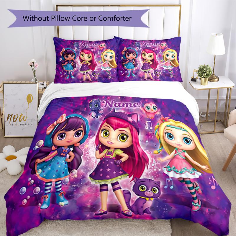 3Pcs Custom Name Little Charmers Bedding Set Duvet Cover Closure Includes 1Duvet Cover 2Pillowcases Soft And Comfortable For All Seasons