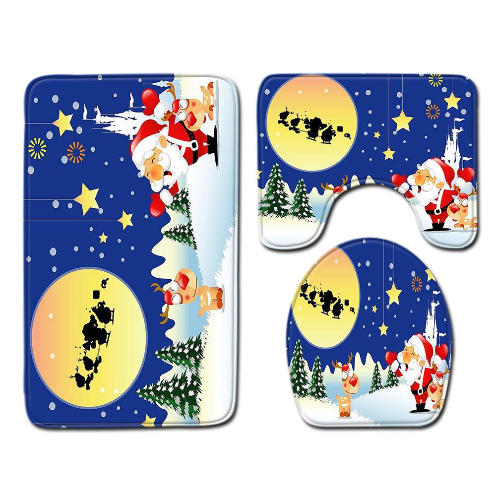 Christmas Bathroom Floor Mat Toilet Three-Piece Set