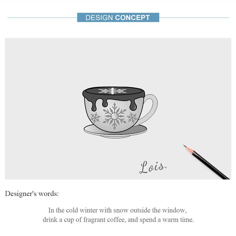 Bamoer-Anhänger „Kaffeetasse“ aus echtem 925er-Sterlingsilber, passend für Original-3-mm-Armbänder, duftender und köstlicher Winterkaffee ist das beste Geschenk für Ihren Liebhaber