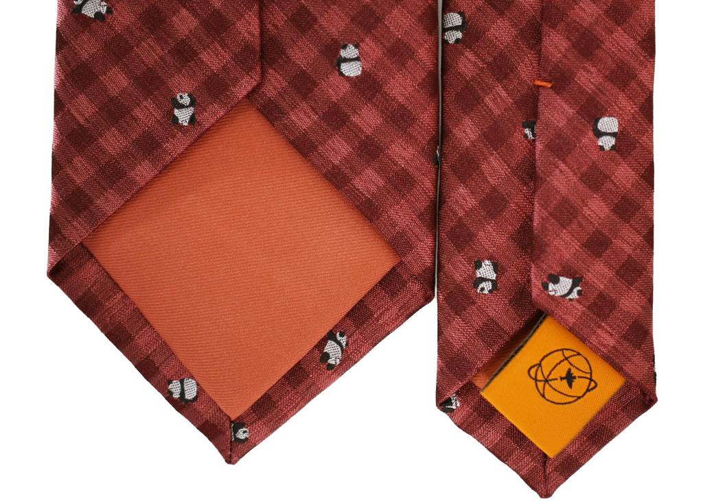 SIMON CARTER Panda Gingham Check Silk Tie (Antique Red)