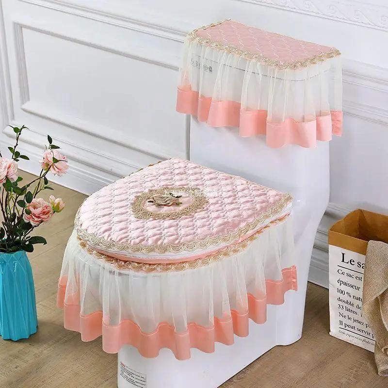 New Three Piece Toilet Cushion Set Seasonal Universal Double-sided Toilet Seat Cover Zipper Style Fabric Toilet Seat Cushion