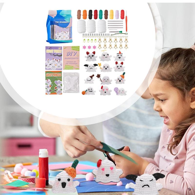 Crocheting Beginner Kits Ghost Doll Crafts Knitting Kit Cotton Crochet Thread Crochet Beginner Kit for Beginners Girlfriends