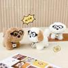 Cartoon Cute Plush Glasses Puppy Keychain Soft Stuffed Dog Bag Pendant Ornaments Car Keyring For Women Girl Teen Party Gift