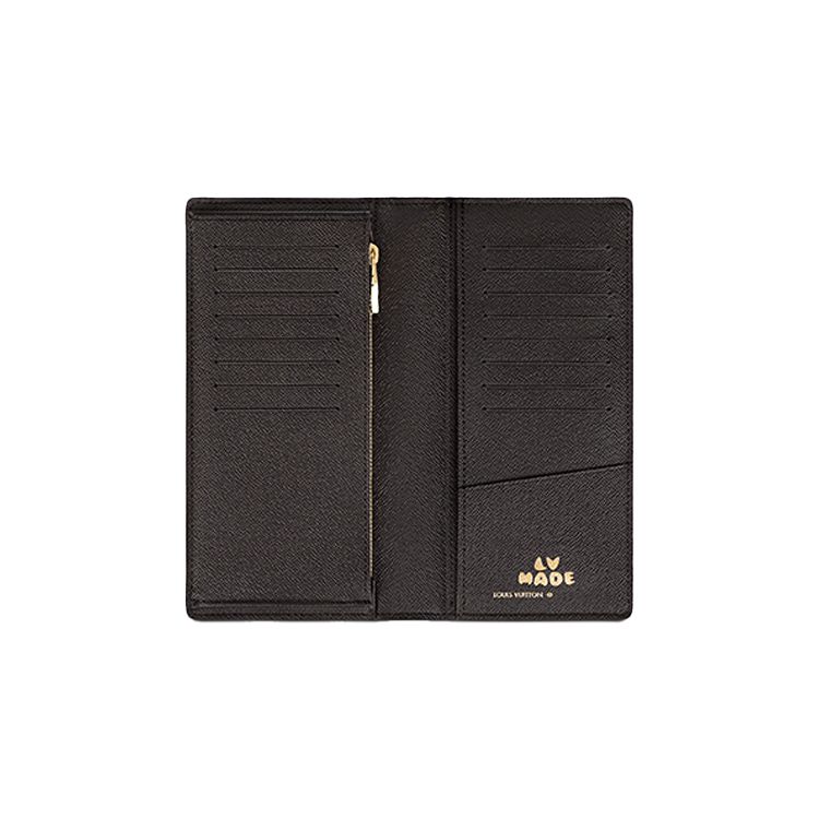 Louis Vuitton X Nigo Brazza Classic Monogram Vertical Stripe Heart Logo Long Canvas Coated Wallet Unisex Wallet Brown M81008