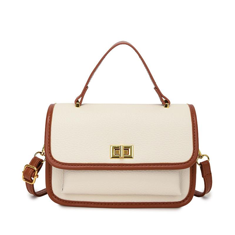 Pu Leather Crossbody Bag For Women Small Square Handbag With Lock Closure For Daily Use белый