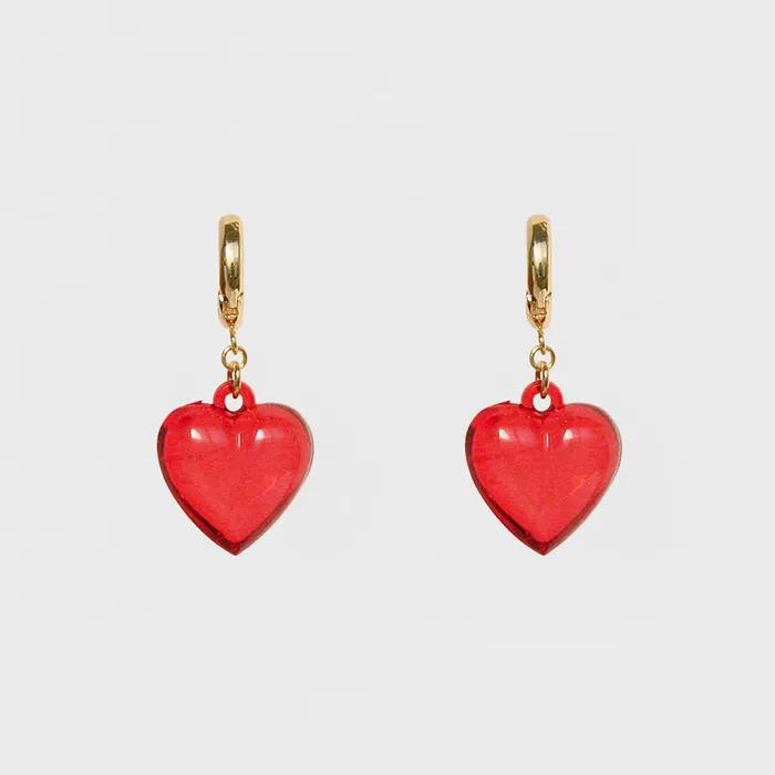 heart bold one touch earrings (2colors)