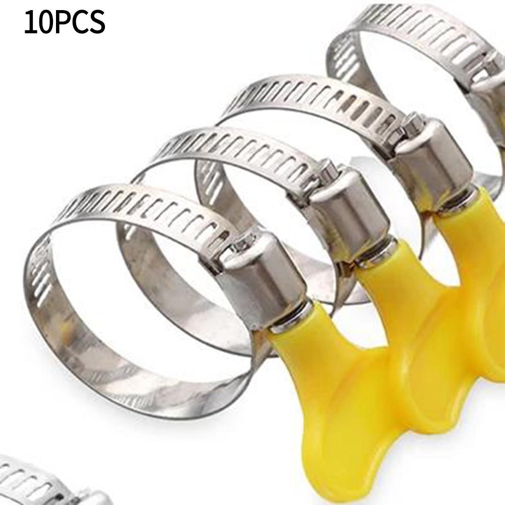 Stainless Steel Hose Clips with Plastic Handle Set of 10 Adjustable Worm Drive