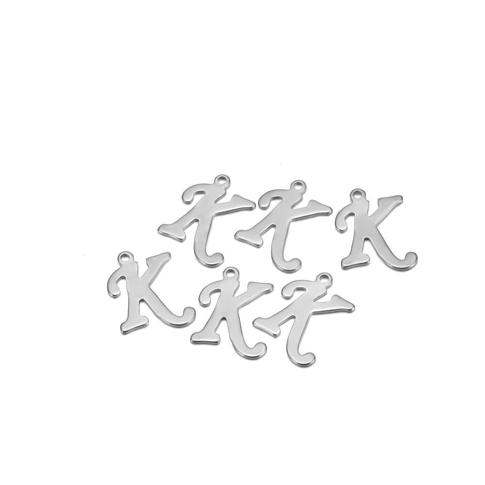 50pcs Stainless Steel Cursive Font 26 Letter Pendant Alphabet Charms Necklace Pendant DIY Jewelry Bracelet Making Earrings Craft