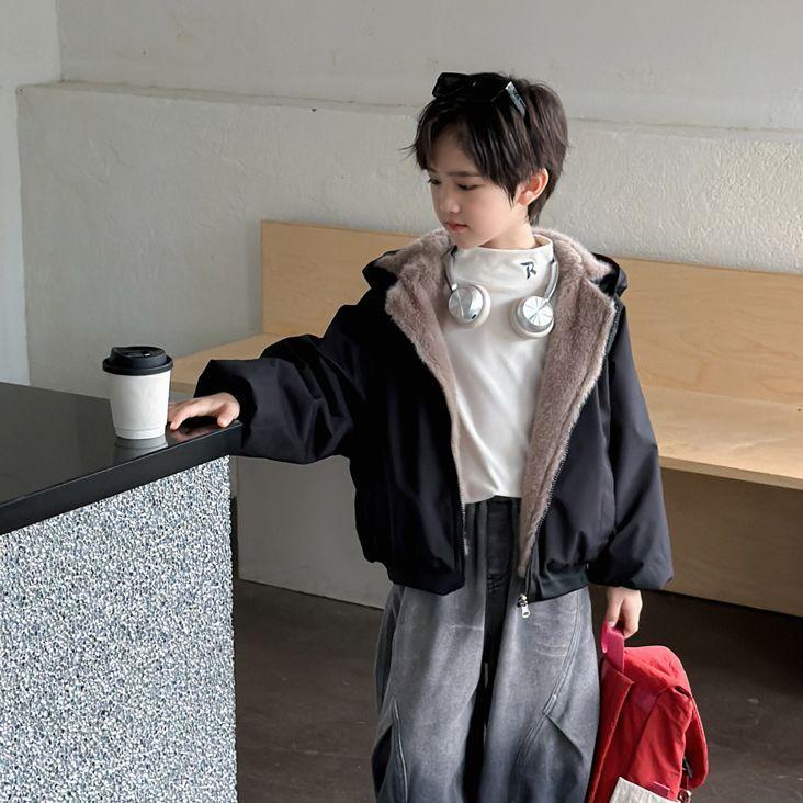 Children`s Reversible Fleece-Lined Jackets: Casual, Thick-Padded