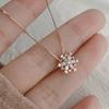 Crystal Snow Flake Pendant Long Necklace for Women Sweater Chain Snowflake Necklace Choker Adjustable for Rhinestone Jew