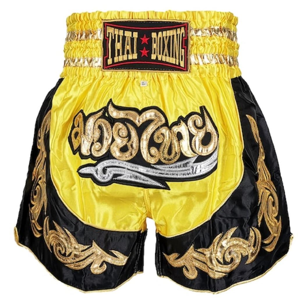 Brighttrust Muay Thai Kickboxing Trunks for and Training K-1 Competition, Practice, (Yellow, XL)