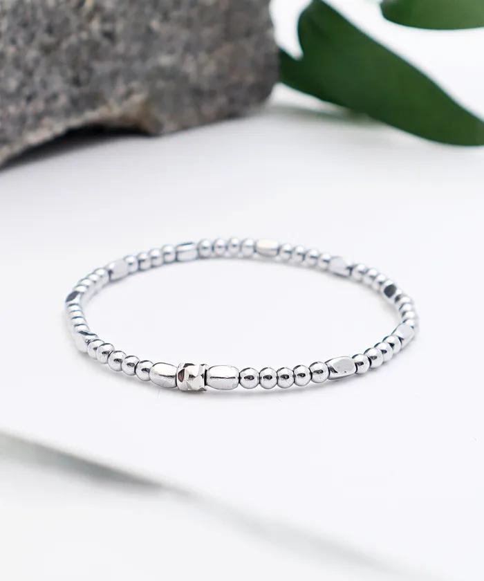 Surgical Hematite Bead Layered Bracelet (PLT-BR-084_SV)
