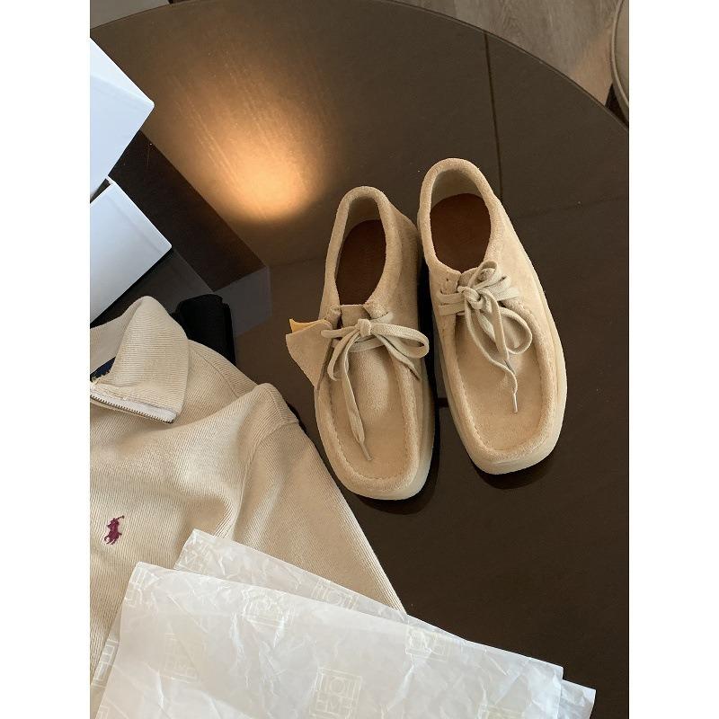 

Коровья кожа~ Обувь из кожи кенгуру женская, увеличение высоты 4,5 см, на шнуровке, на толстой подошве, ретро кожа 40 серый