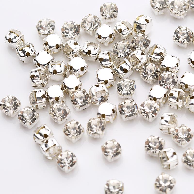 Top Quality 3-6mm Claw Sew On Rhinestones Clear Crystal Color Sliver Base Sewing Stone DIY Decoration