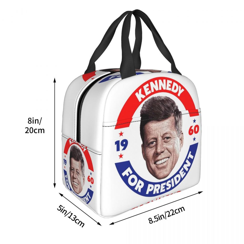 John F Kennedy For President Vote In 1960 Insulated Lunch Bag for Women Kids Portable Food Boxes Thermal Lunch Box Tote