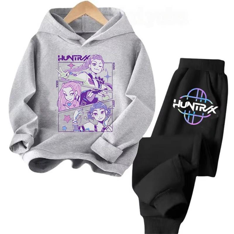 Sets Children Hoodies Kpop Demon Hunters Kawaii Pullover Sweatshirt Anime Trucksuit Cartoon Girls Boy Kids Autumn Casual Clothes