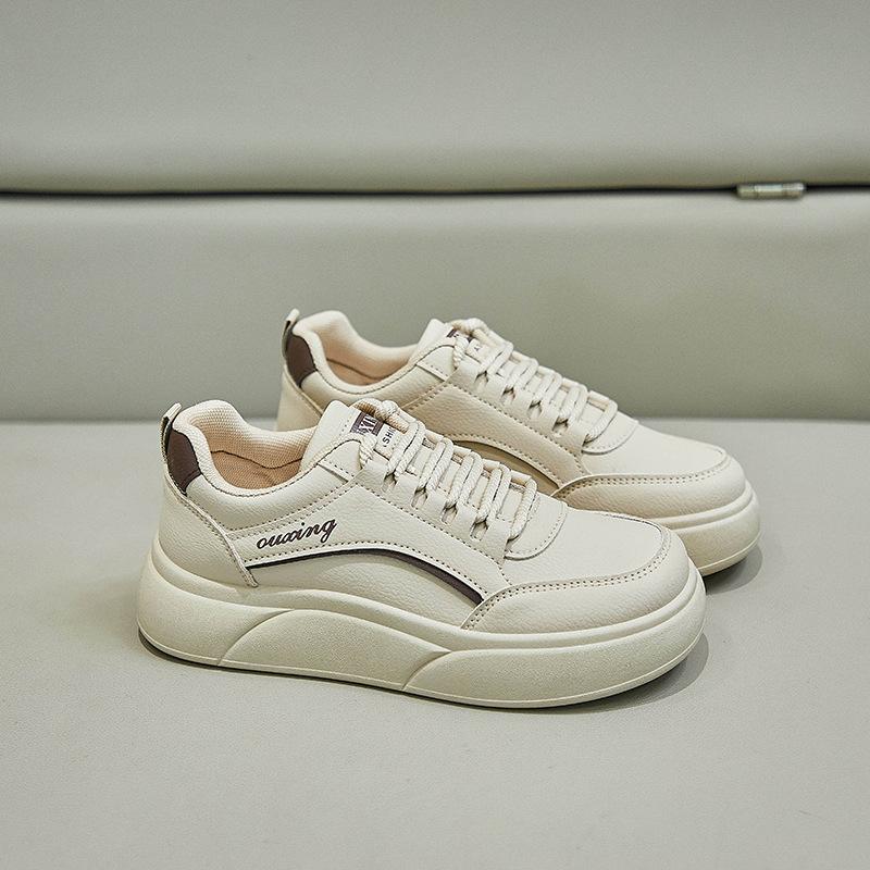 Spring White Shoes New Style of Female Students' Thick-soled High-rise Sports Shoes Casual Street Shot