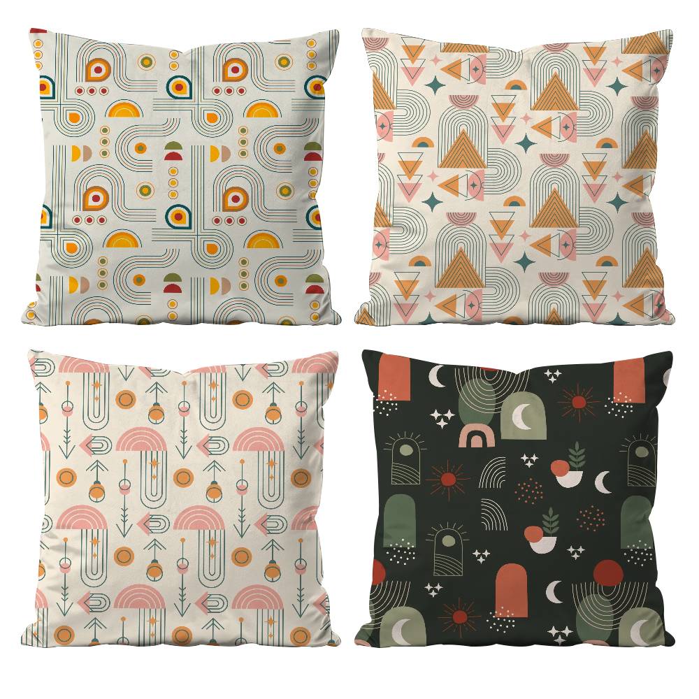 Boho Plant Nordic Pillow Case Anti-dustmite Pillowcase Invisible zipper silky short plush Sofa cushion cover