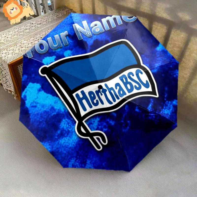 1 PC Automatic Folding Umbrella - Hertha BSC Custom Name Pattern, Portable & Foldable Design with 8 Ribs, Christmas Birthday Gifts