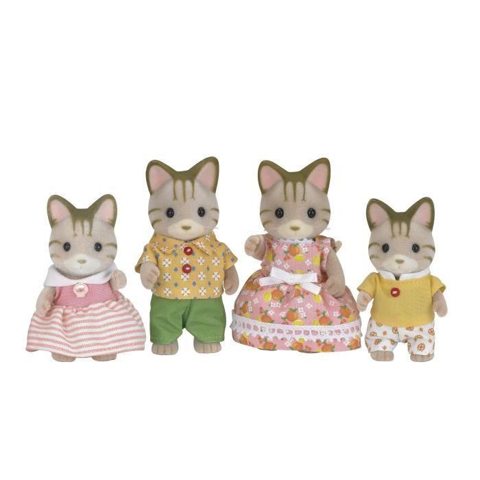 Sylvanian families - 5180 - famille chat tigre - les familles - articulée et habillée - a partir de 3 ans