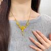 Gold Three-Life Flower Tassel Necklace: Exquisite Wedding Gift for Girlfriend