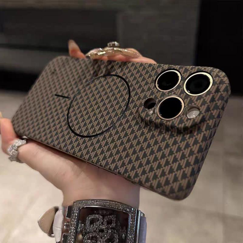 Carbon Fiber Texture Phone Case IPhone 16 Pro Max With Fine Ring Magnetic Snap-On Design