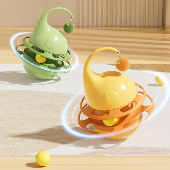 Interactive Tumbler Cat Toy Funny Puzzle Cat Food Dispenser with Fluffy Ball And Bell Self Play Kitten Enrichment Toy for Indoor Cats