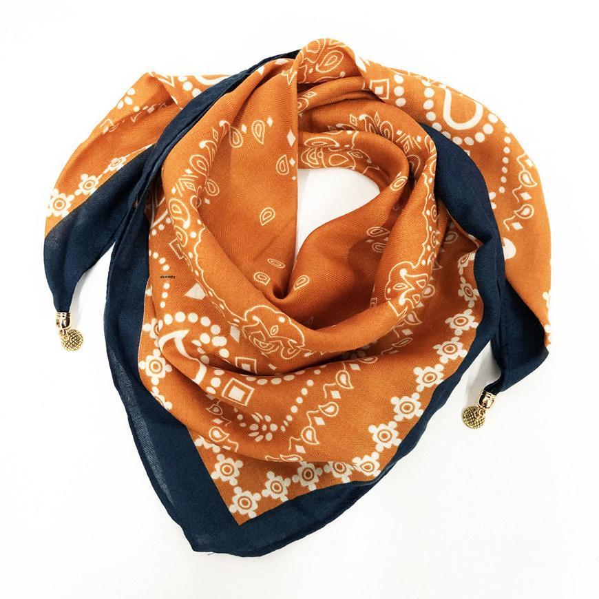 Women's Silk Magnetic Buckle Scarf: Versatile Square Scarf, Cotton Linen Neck Protector, All-Match Triangle Pendant Scarf Necklace.