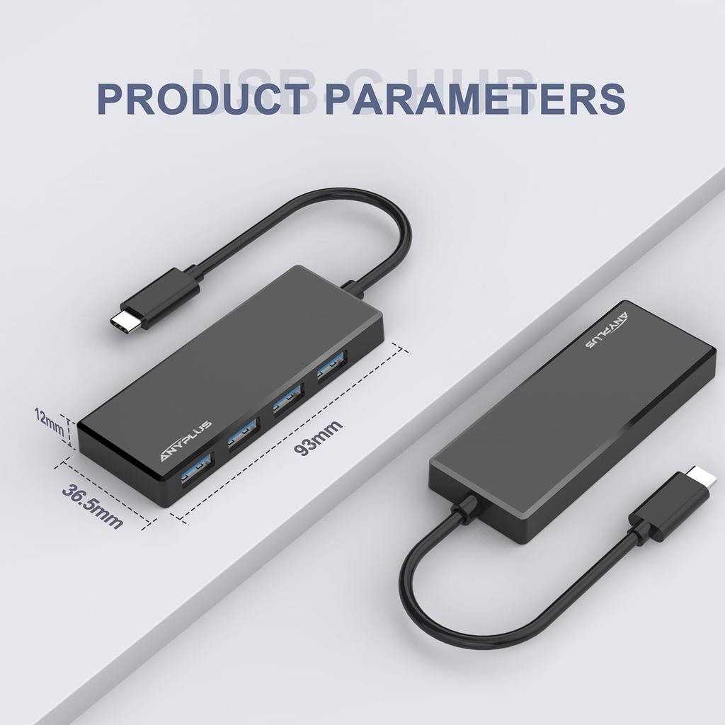 ANYPLUS USB Hub with 5Gbps Data 4 USB Compatible with Surface iPad and XPS USB-C Hub, Type-C High-Speed Transfer, 3.0 Ports, MacBook, Book, Pro, 17/15