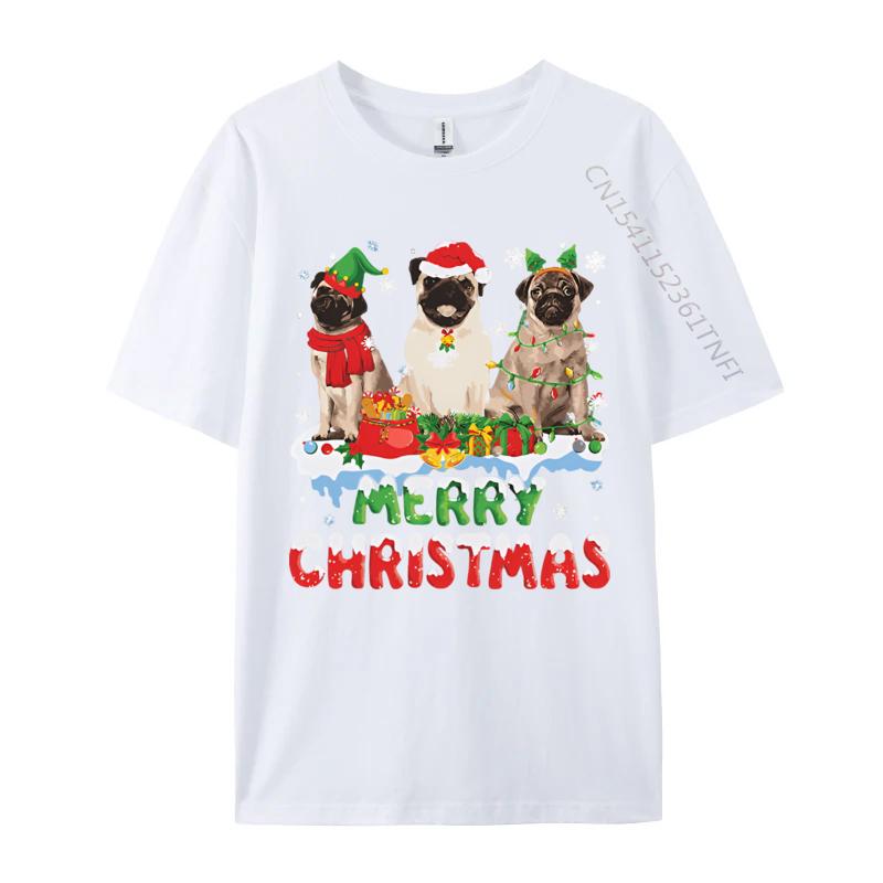 Merry Christmas Santa Hat Pug Dog Xmas Tshirt Men T Shirt Printed Tshirts Cotton Mens Normal Drop Shipping Graphic Tee Shirt S