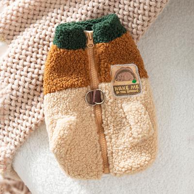 Roupas para cães mantêm quentes no outono e inverno, combinação de cores grão de lã pode puxar cachorrinhos pequenos para manter aquecidos, colete de duas patas para cão de estimação