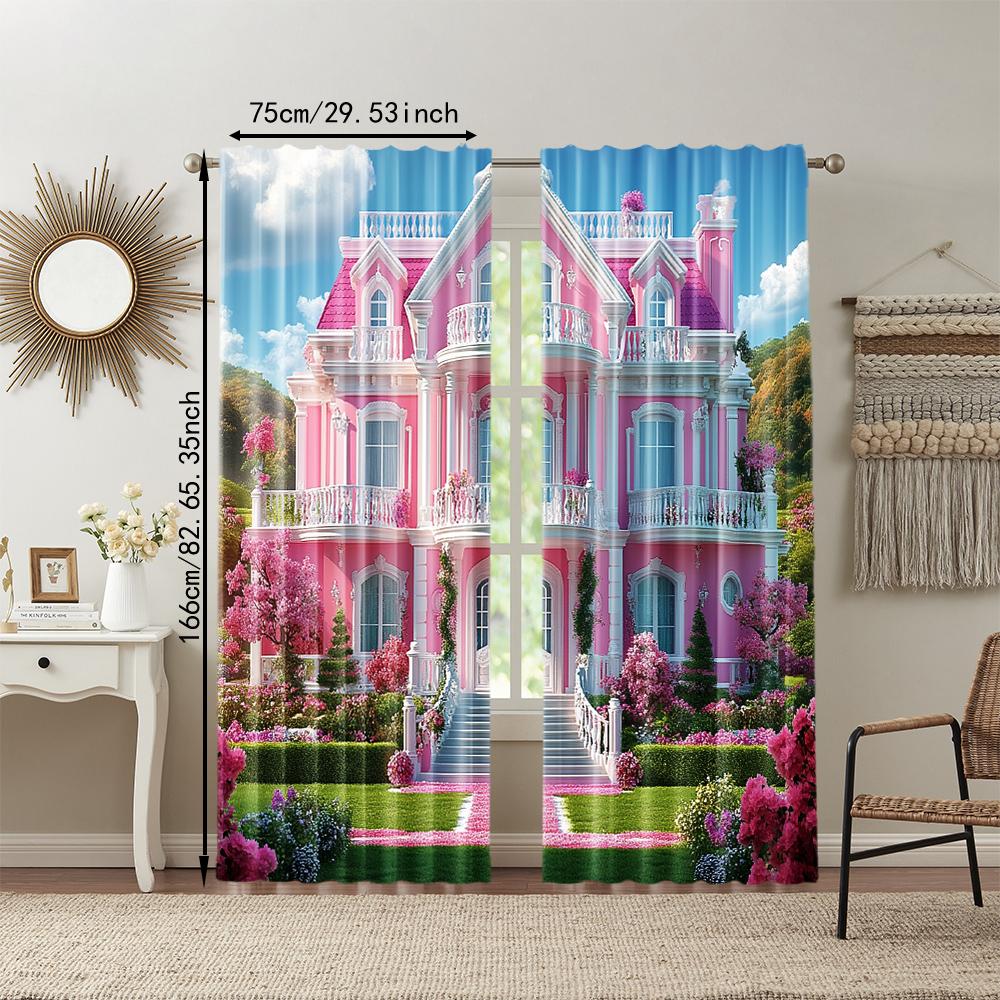 2 pcs   versatile polyester transparent curtains for home decoration Dreamy Pink for use in bedrooms and living rooms